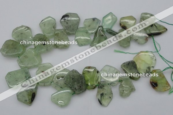 CTD305 Top drilled 15*20mm - 20*25mm freeform green rutilated quartz beads