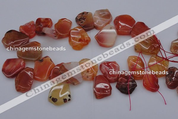 CTD307 Top drilled 15*20mm - 20*25mm freeform red agate beads