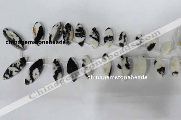 CTD31 Top drilled 10*23mm – 17*55mm marquise black & white jasper beads