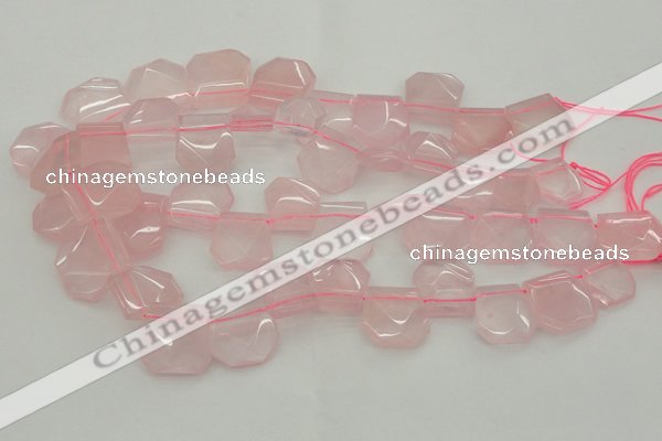 CTD314 Top drilled 15*18mm - 18*20mm faceted freeform rose quartz beads