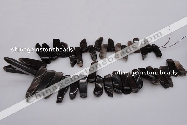 CTD350 Top drilled 10*28mm - 10*50mm wand smoky quartz beads