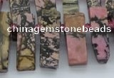 CTD3503 Top drilled 10*25mm - 10*45mm sticks rhodonite beads