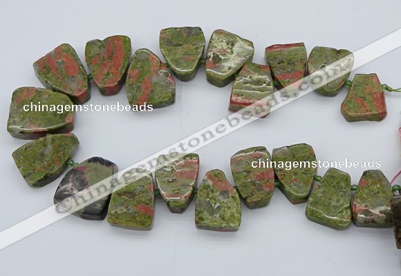 CTD3505 Top drilled 15*20mm - 25*30mm freeform unakite beads