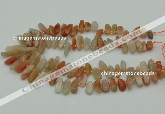 CTD3542 Top drilled 6*16mm - 8*35mm freeform moonstone beads