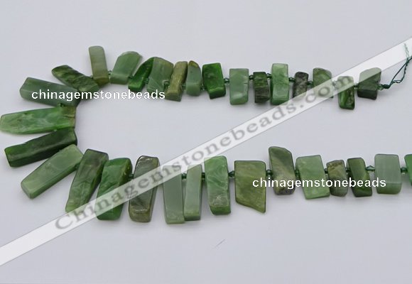 CTD3546 Top drilled 10*20mm - 12*35mm sticks Canadian jade beads