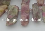 CTD3565 Top drilled 10*20mm - 12*35mm sticks pink tourmaline beads