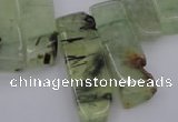 CTD357 Top drilled 10*25mm - 10*50mm wand green rutilated quartz beads