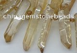 CTD3576 Top drilled 6*20mm - 8*45mm sticks plated white crystal beads