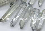 CTD3577 Top drilled 6*20mm - 8*45mm sticks plated white crystal beads