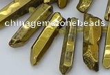CTD3580 Top drilled 6*20mm - 8*45mm sticks plated white crystal beads