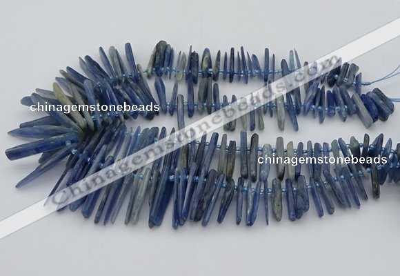 CTD3595 Top drilled 2*15mm - 5*40mm sticks blue kyanite beads