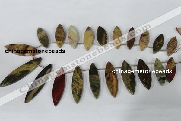 CTD36 Top drilled 10*24mm – 15*50mm marquise brecciated jasper beads