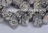 CTD3614 Top drilled 10*14mm - 13*18mm nuggets grey picture jasper beads