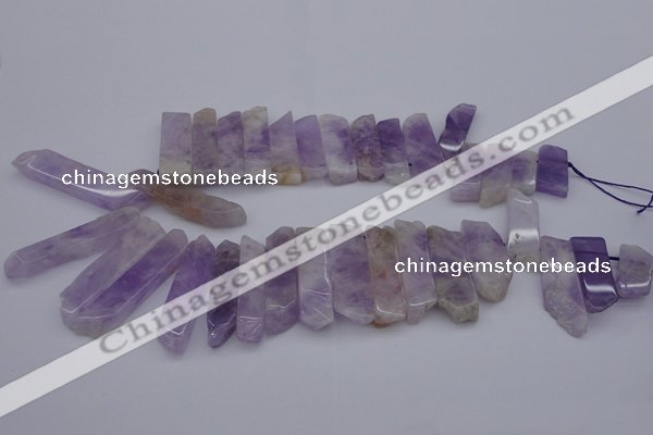 CTD362 Top drilled 10*28mm - 10*50mm wand lavender amethyst beads