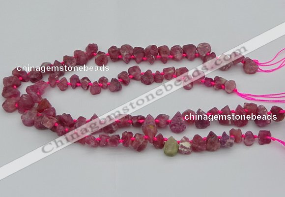 CTD3625 Top drilled 8*10mm - 10*14mm freeform pink tourmaline beads