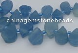 CTD3628 Top drilled 8*10mm - 10*14mm flat teardrop aquamarine beads