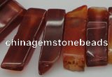 CTD363 Top drilled 10*28mm - 10*55mm wand red agate beads