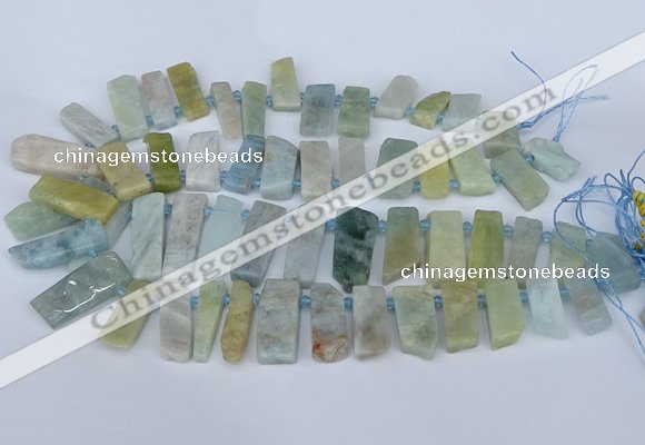 CTD3638 Top drilled 10*20mm - 12*40mm sticks aquamarine beads