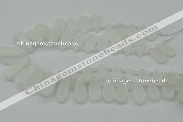 CTD3645 Top drilled 10*20mm - 15*45mm freeform matte white crystal beads