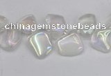 CTD3671 Top drilled 5*8mm - 10*14mm freeform plated white crystal beads