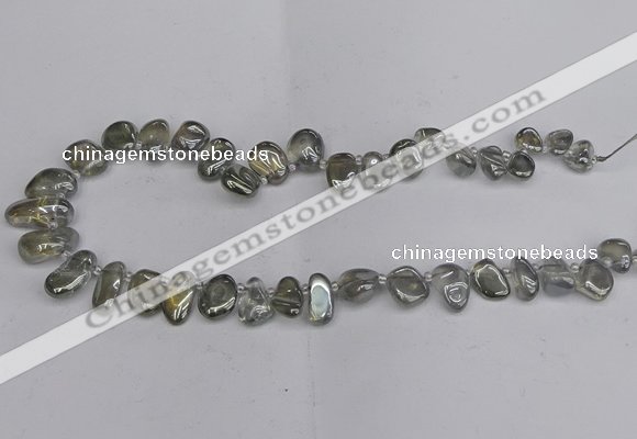 CTD3672 Top drilled 5*8mm - 10*14mm freeform plated white crystal beads