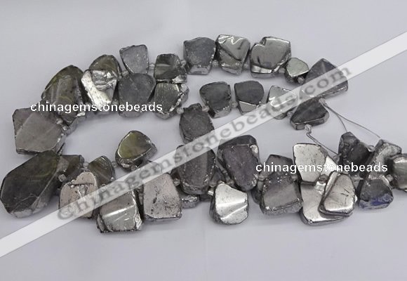 CTD3683 Top drilled 15*20mm - 25*30mm freeform plated white crystal beads