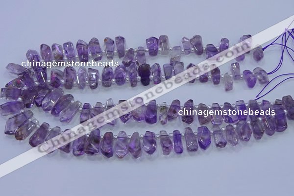 CTD3690 Top drilled 6*16mm - 10*25mm sticks amethyst beads