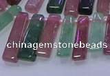 CTD3691 Top drilled 6*16mm - 8*40mm sticks mixed strawberry quartz beads