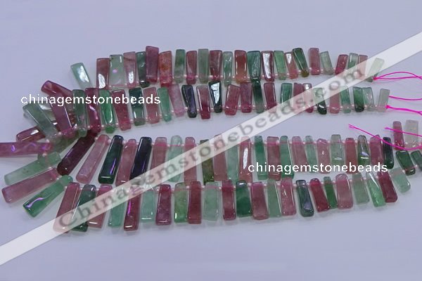 CTD3691 Top drilled 6*16mm - 8*40mm sticks mixed strawberry quartz beads