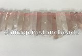 CTD3721 Top drilled 8*20mm - 10*50mm sticks rose quartz beads