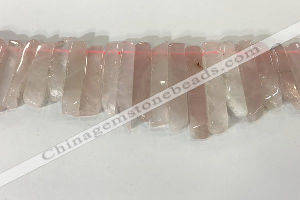 CTD3721 Top drilled 8*20mm - 10*50mm sticks rose quartz beads