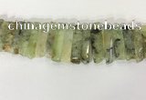 CTD3725 Top drilled 8*20mm - 10*50mm sticks green rutilated quartz  beads