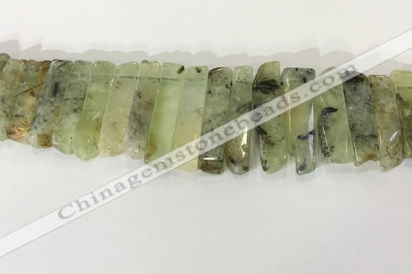 CTD3725 Top drilled 8*20mm - 10*50mm sticks green rutilated quartz  beads