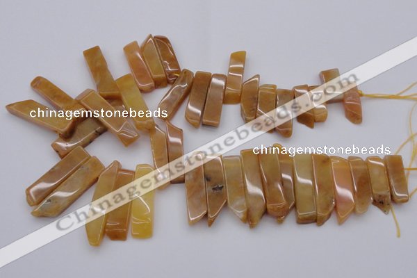 CTD374 Top drilled 10*20mm - 12*50mm wand yellow jade beads