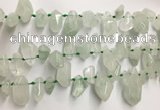 CTD3753 Top drilled 6*12mm - 13*18mm nuggets green quartz beads