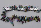 CTD382 Top drilled 5*20mm - 8*35mm sticks plated quartz beads