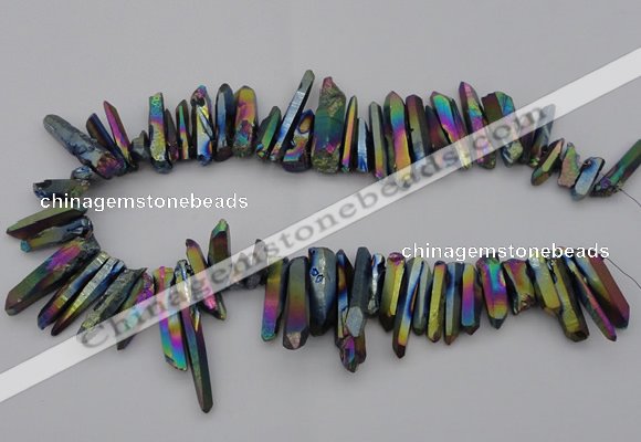 CTD382 Top drilled 5*20mm - 8*35mm sticks plated quartz beads