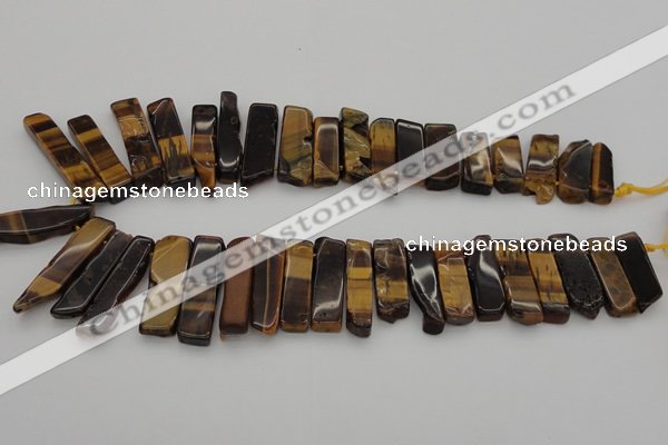 CTD384 Top drilled 10*20mm - 12*50mm wand yellow tiger eye beads