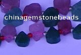 CTD3854 Top drilled 8*10mm - 10*12mm freeform mixed strawberry quartz beads