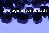 CTD3864 Top drilled 8*10mm - 10*12mm freeform black tourmaline beads