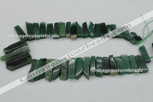 CTD387 Top drilled 10*20mm - 12*50mm wand green aventurine beads