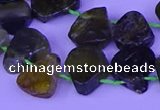 CTD3873 Top drilled 12*16mm - 15*20mm freeform green garnet beads