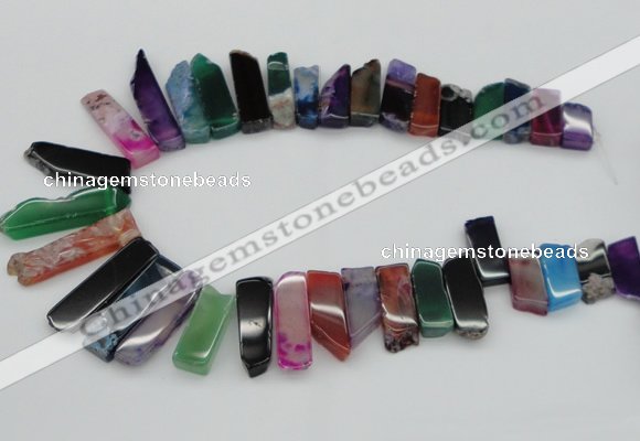 CTD389 Top drilled 10*20mm - 12*55mm wand mixed agate gemstone beads