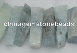 CTD394 Top drilled 8*18mm - 10*50mm wand aquamarine beads