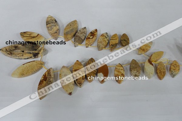 CTD40 Top drilled 10*23mm – 15*40mm marquise picture jasper beads