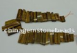 CTD405 Top drilled 12*25mm - 18*50mm sticks yellow tiger eye beads