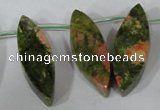 CTD42 Top drilled 10*25mm – 17*50mm marquise unakite gemstone beads