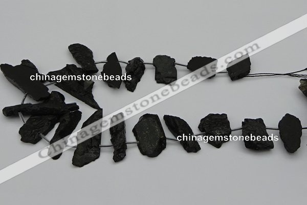 CTD438 Top drilled 10*25mm - 20*45mm freeform black tourmaline beads