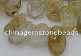 CTD449 Top drilled 10*14mm - 12*20mm freeform golden rutilated quartz beads