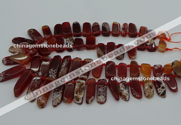 CTD461 15.5 inches 10*20mm - 12*35mm sticks red agate beads